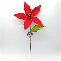 RAMO C/STELLA NATALE ROSSA 5PETALI L.42,5/D.23CM.