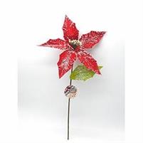 RAMO C/STELLA NATALE ROSSA NEVATA   5PETALI L.42,5/D.23CM.