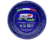 FESTAIOLI BLU PIATTI PIANI(RIUTILIZZABILI) D.220 X 25 PEZZI