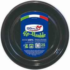 FESTAIOLI NERO PIATTI PIANI(RIUTILIZZABILI) D.220 X 25 PEZZI