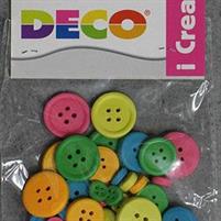 HOBBIE-BOTTONI 30 PEZZIIN LEGNO COLORE NEON IN BUSTA