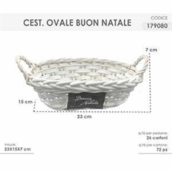 CESTO VIM. 23X15X7CM OVALE BUON NATALE