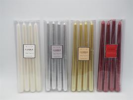 CANDELE SET 4 L.25CM. ARGENTO/ORO/ROSSO/BIANCO