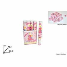 PARTY POPPER AD ARIA COMPRESSA H.40 CM. 1°COMPLEANNO ROSA