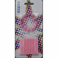 CANDELINE ROSA C/SUPPORTO X 24