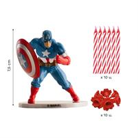 DECORO PER TORTE BIMBI KIT CAPITAN AMERICA CON CANDELINE