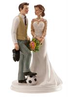 DECORO PER TORTE MATRIMONIO COPPIA TEMA CALCIO CM.18