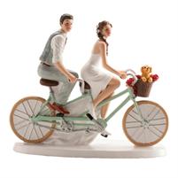 DECORO PER TORTE MATRIMONIO COPPIA IN BICI CON CANE CM.18X15