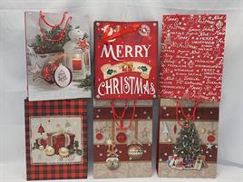 BUSTA REGALO CORDINO DIS.NATALE CARTA XL H.46X33X10CM.