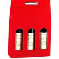 SCATOLA 3 BOTTIGLIE PELLE ROSSO 270X90X385