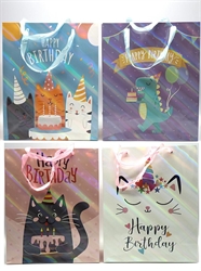 BUSTA REGALO CORDINO COMPLEANNO H.42X30X12CM.4ASS.TI