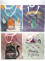 BUSTA REGALO CORDINO COMPLEANNO H.42X30X12CM.4ASS.TI