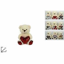 PELUCHE ORSO C/CUORE PAILLETTES CM20 3COL