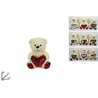 PELUCHE ORSO C/CUORE PAILLETTES CM20 3COL