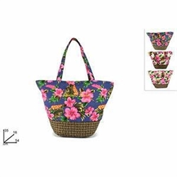 BORSA MARE FANT.FIORE C/BASE TESS.INTRECCIATO 3COL.SL18