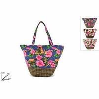BORSA MARE FANT.FIORE C/BASE TESS.INTRECCIATO 3COL.SL18