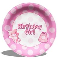 E.COMPLEANNO ROSA PIATTI X 6 PEZZI