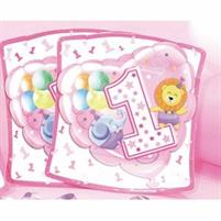 E.PRIMO COMPLEANNO ROSA PIATTI CM.19 X 10 PEZZI BABY GIRL