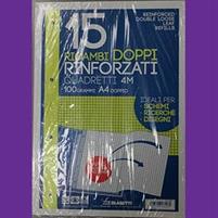 RICAMBI AD ANELLI A4 RINFORZATI FOGLIO DOPPIO 100GR. 15FF 4mm
