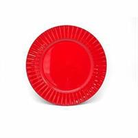 PIATTO PLASTICA DIAM. 33CM. C/BORDO VENTAGLIO ROSSO