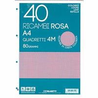 RICAMBI AD ANELLI A4 40FG 80GR ROSA BLASETTI RIG.4MM