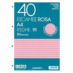 RICAMBI AD ANELLI A4 40FG 80GR ROSA BLASETTI RIG.1R