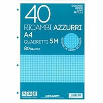 RICAMBI AD ANELLI A4 40FG 80GR AZZURRO BLASETTI RIG.5MM