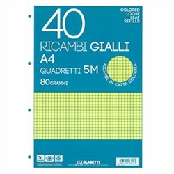 RICAMBI AD ANELLI A4 40FG 80GR GIALLO BLASETTI RIG.5MM