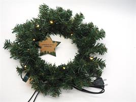 CORONA PINO VERDE DIAM.30CM. (60TIPS)6CM.C/10 LED LUCA CALDA C/S