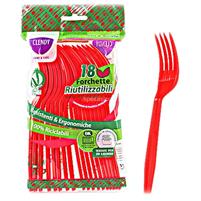 FESTAIOLI ROSSO FORCHETTE X 18 PEZZI RIUTILIZ.-CLENDY