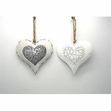 CUORE METALLO BIANCO/ARGENTO 'HOME' D.18CM.(M)