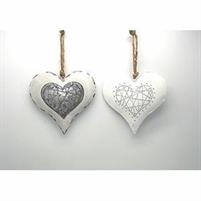 CUORE METALLO BIANCO/ARGENTO 'HOME' D.18CM.(M)