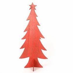 ALBERO NATALE LEGNO ROSSO ESPOSITORE