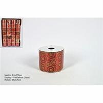 NASTRO TESSUTO 6.3X270 CM ROSSO C/DECORI ORO