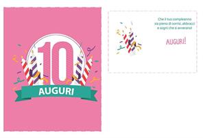 BIGLIETTINI 10 ANNI 11,5X16-LINEA MILLEFORME