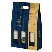 SCATOLA 3 BOTTIGLIE FRAME LEGNO BLU 27X9X41