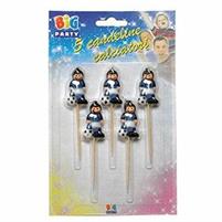 CANDELE CALCIATORI BLU/NERI X 5 PEZZI