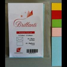 BL.SET 10 BIGLIETTI VISITA+BUSTE F.TO 4 -7X11 COLORATI