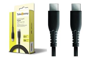 TELEFONIA TAKE IT EASY CAVO USB-C TYPE-C 60W - 100CM - NERO