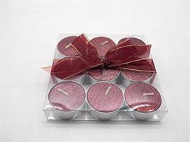 CANDELE T-LIGHT ROSSE GLITTER SET DA 9 PEZZI