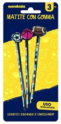 FANCY MATITE CON GOMMA MONIKIDS BLISTER X 3
