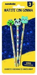 FANCY MATITE CON GOMMA MONIKIDS BLISTER X 3