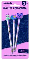 FANCY MATITE CON GOMMA MONIKIDS BLISTER X 3