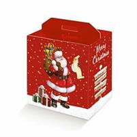 PORTAPANETTONE + BOTTIGLIA ARRIVA BABBO NATALE 330X250X350