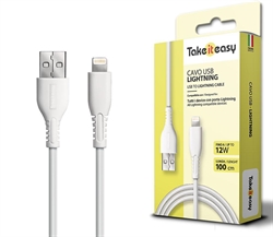 TELEFONIA TAKE IT EASY CAVO USB-A TO LIGHTNING 12W - 100CM - BIA
