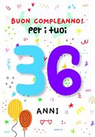 BIGLIETTINI COMPLEANNO 36 ANNI