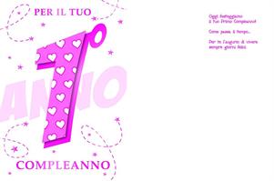 BIGLIETTINI COMPLEANNO 1 ANNO