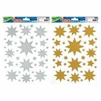 VETROFANIE STELLE NATALIZIE STELLINE G/P F.TO FOGLIO 20X27CM.