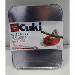 CONT.ALLUMINIO CUKI c/coperchio 6 porzioni LUNGO(2pz)-R90