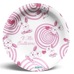 E.BATTESIMO ROSA PIATTI X 6 PEZZI